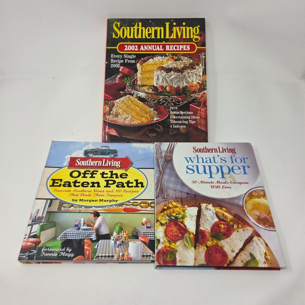 Lot of 3 Southern Living Cookbooks Off The Eaten Path 2002 Annual Recipes